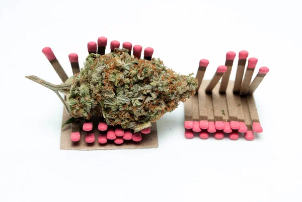 Dried Marijuana Matches Drug Addiction Concept Medical Marijuana Concept — Stock Photo, Image