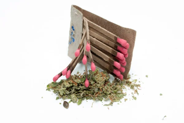 Dried Marijuana Matches Drug Addiction Concept Medical Marijuana Concept — Stock Photo, Image