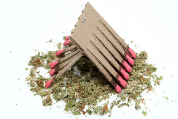 Dried Marijuana Matches Drug Addiction Concept Medical Marijuana Concept — Stock Photo, Image