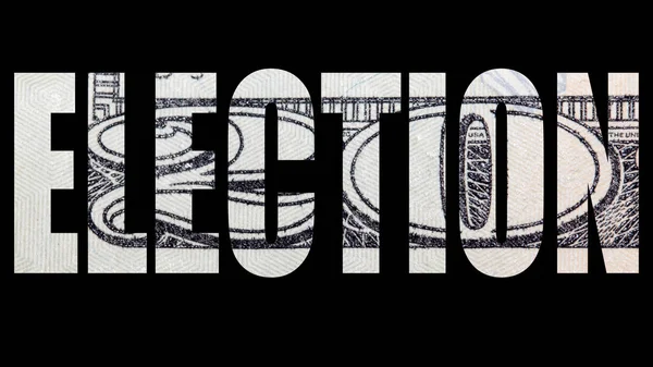 Надпись Выборах Текстурой Доллара Внутри Черном Фоне — стоковое фото
