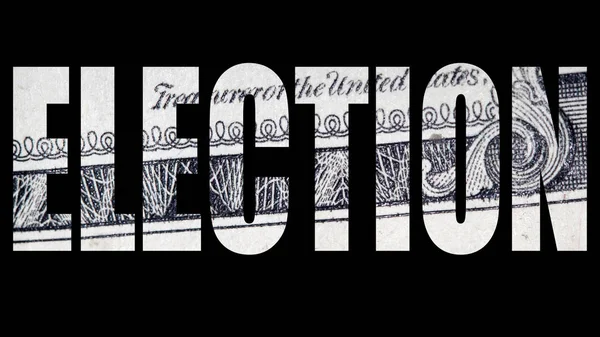 Надпись Выборах Текстурой Доллара Внутри Черном Фоне — стоковое фото