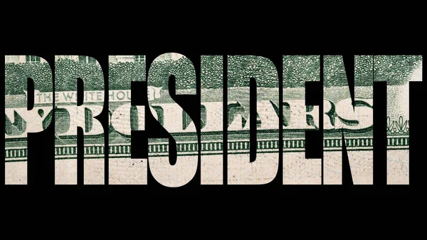 President Inscription Dollar Texture Black Background — Stock Photo, Image