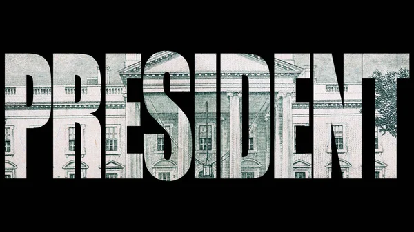 President Inscription Dollar Texture Black Background — Stock Photo, Image