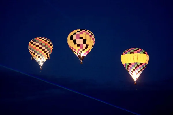 Balony Gorącym Powietrzu Nocnym Niebie — Zdjęcie stockowe