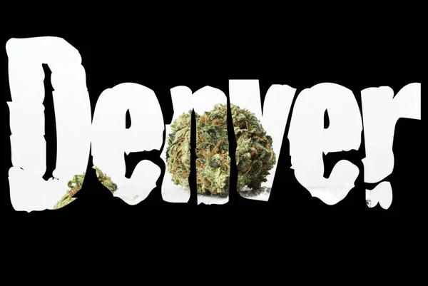 Nápis Denver Marihuanou Uvnitř Černém Pozadí — Stock fotografie