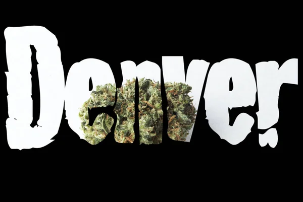 Nápis Denver Marihuanou Uvnitř Černém Pozadí — Stock fotografie