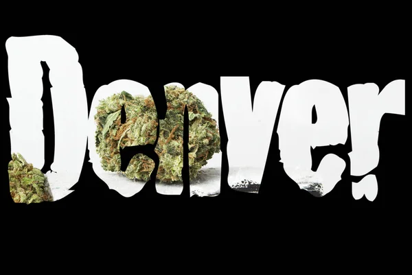 Denver Inscription Marijuana Black Background — Stock Photo, Image