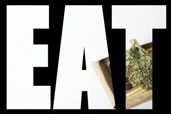 Manger Inscription Avec Marijuana Intérieur Sur Fond Noir — Photo
