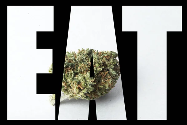 Eat Inscription Marijuana Black Background — Stock Photo, Image