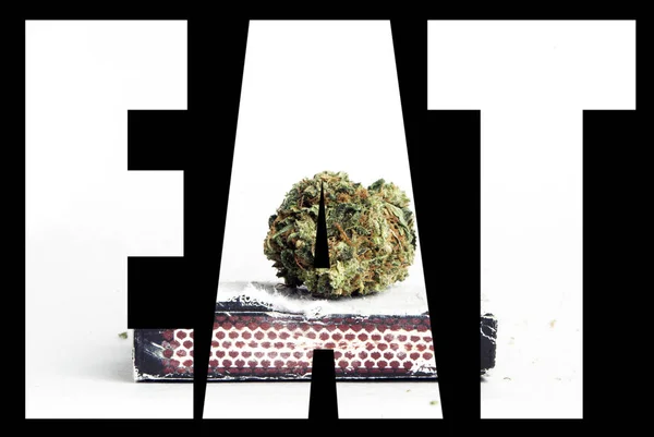 Eat Inscription Marijuana Black Background — Stock Photo, Image