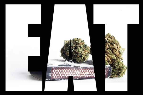 Jeść Napis Marihuaną Wewnątrz Czarnym Tle — Zdjęcie stockowe