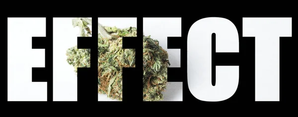 Iscrizione Effetto Con Marijuana All Interno Sfondo Nero — Foto Stock