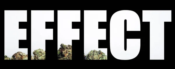 Effekt Inskription Med Marijuana Inuti Svart Bakgrund — Stockfoto