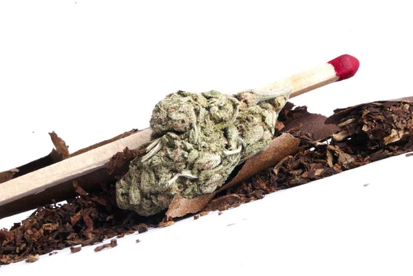 Szárított Marihuána Mérkőzés Dohány Kábítószerfüggőség Fogalma Orvosi Marihuána Koncepció — Stock Fotó