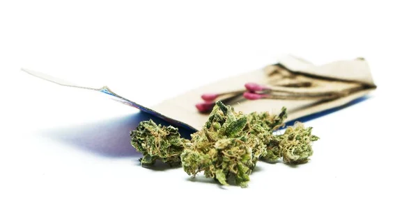 Marijuana Essiccata Fiammiferi Concetto Tossicodipendenza Concetto Marijuana Medica — Foto Stock