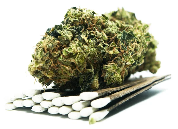 Marihuana Seca Fósforos Concepto Drogadicción Concepto Marihuana Medicinal — Foto de Stock