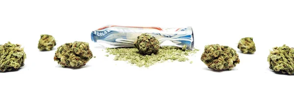Droguri Marijuana Izolate Fundal Alb — Fotografie, imagine de stoc