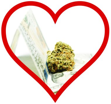 Esrar ve Esrar, kalp ile kavramsal poster.