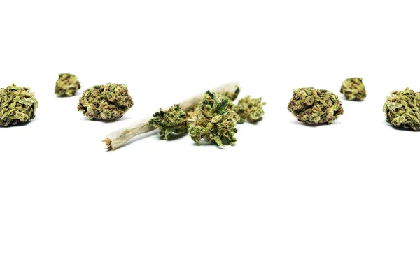 Drogas Marihuana Aisladas Sobre Fondo Blanco — Foto de Stock