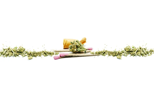 Gedroogde Marihuana Wedstrijden Drugsverslaving Concept Medisch Marihuana Concept — Stockfoto