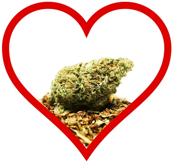 Marihuana Konopí Konceptuální Plakát Srdcem — Stock fotografie