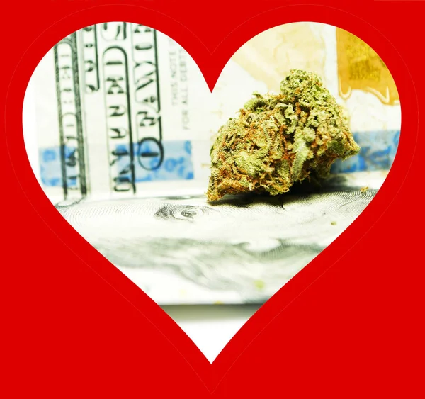 Marihuana Und Cannabis Konzeptplakat Mit Herz — Stockfoto