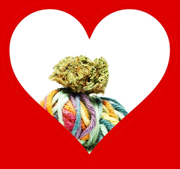 Marihuana Konopie Plakat Koncepcyjny Sercem — Zdjęcie stockowe