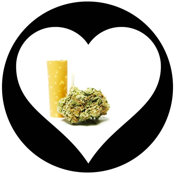 Marihuana Konopie Plakat Koncepcyjny Sercem — Zdjęcie stockowe