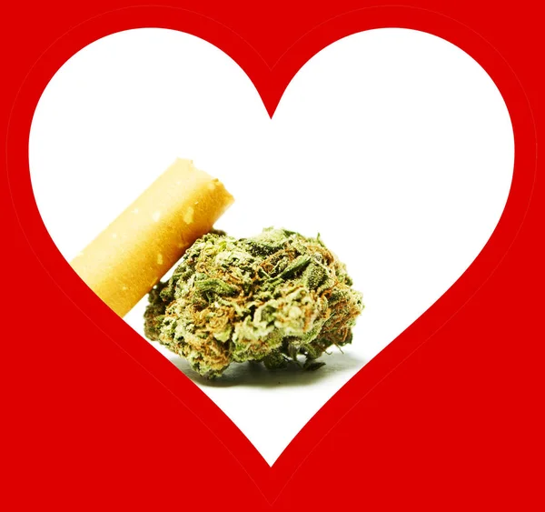 Marihuana Und Cannabis Konzeptplakat Mit Herz — Stockfoto