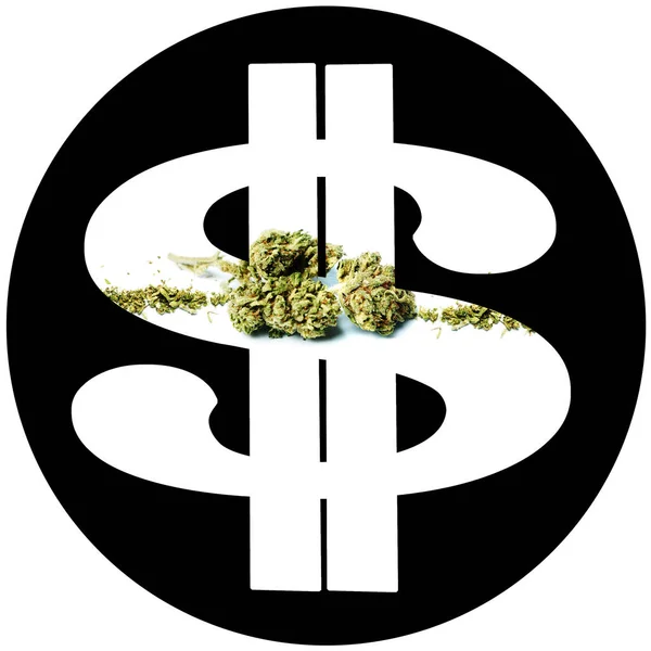Marihuana Cannabis Póster Conceptual Con Dinero Dólares —  Fotos de Stock
