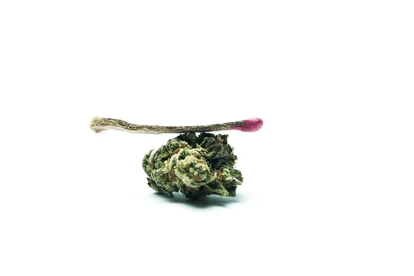 Maconha Seca Fósforo Conceito Toxicodependência Conceito Maconha Medicinal — Fotografia de Stock