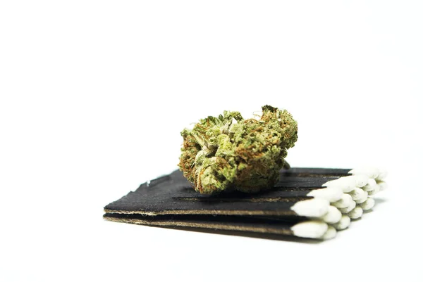 Marihuana Seca Fósforos Concepto Drogadicción Concepto Marihuana Medicinal — Foto de Stock