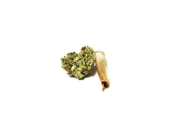 Drogas Maconha Isoladas Fundo Branco — Fotografia de Stock