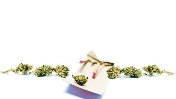 Gedroogde Marihuana Wedstrijden Drugsverslaving Concept Medisch Marihuana Concept — Stockfoto