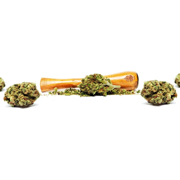 Maconha Seca Cachimbo Fumo Conceito Toxicodependência Conceito Maconha Medicinal — Fotografia de Stock