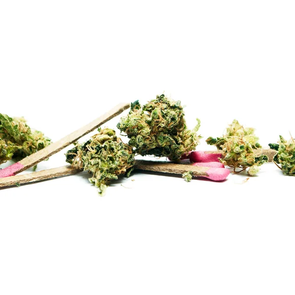 Marihuana Seca Fósforos Concepto Drogadicción Concepto Marihuana Medicinal —  Fotos de Stock