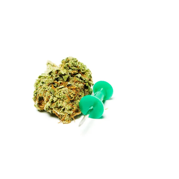 Suszone Marihuanę Pin Koncepcja Uzależnienia Narkotyków Koncepcja Medyczna Marihuana — Zdjęcie stockowe