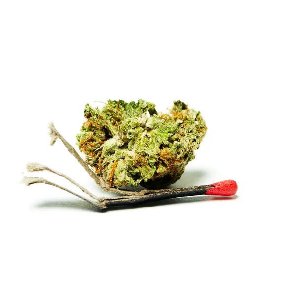 Marihuana Seca Fósforo Concepto Drogadicción Concepto Marihuana Medicinal — Foto de Stock