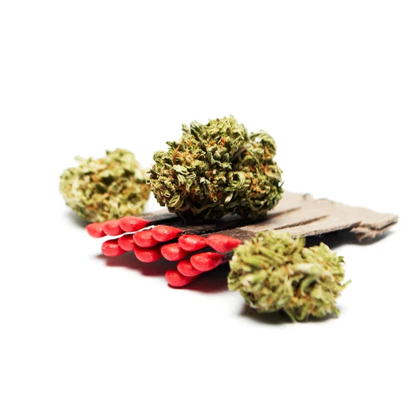 Gedroogde Marihuana Wedstrijden Drugsverslaving Concept Medisch Marihuana Concept — Stockfoto