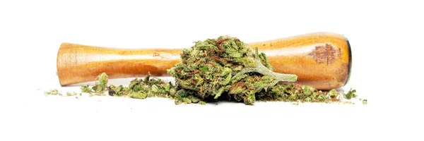 Marijuana Cachimbo Fumo Conceito Toxicodependência Conceito Maconha Medicinal — Fotografia de Stock