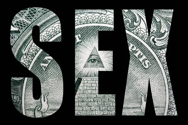 ドル紙幣の質感を内側に持つセックス碑文 — ストック写真