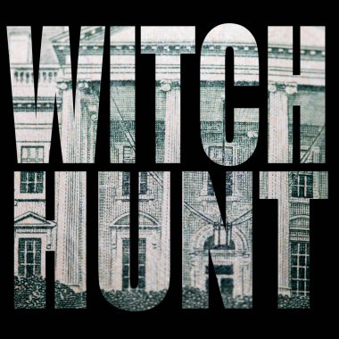 Siyah arka planda dolar desenli cadı avı yazıtları