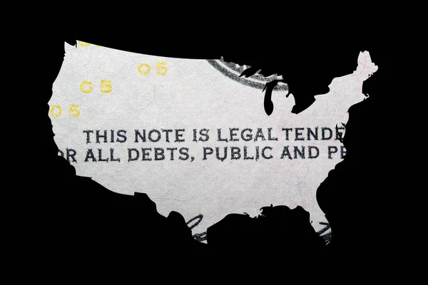 Textura Dólar Dentro Mapa Estados Unidos América Fundo Preto — Fotografia de Stock