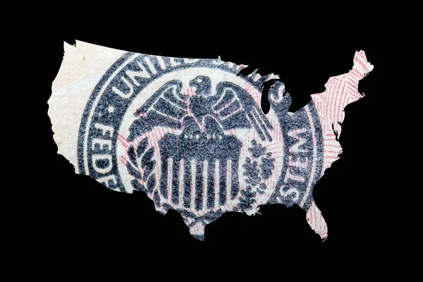 Textura Dólar Dentro Mapa Estados Unidos América Fundo Preto — Fotografia de Stock
