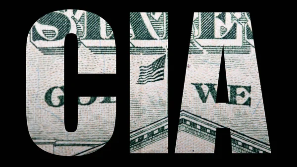 Inscription Cia Avec Texture Dollar Intérieur Sur Fond Noir — Photo