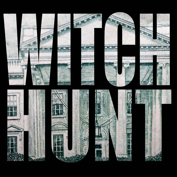 Witch Hunt Inscription Dollar Texture Black Background — Stock Photo, Image