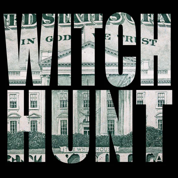 Witch Hunt Inscription Dollar Texture Black Background — Stock Photo, Image