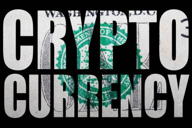 İçinde dolar banknot dokusu olan kripto para birimi yazıt