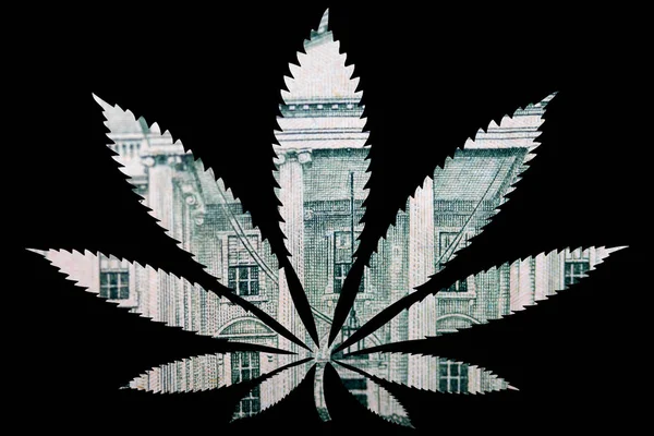 Marihuána Cannabis Levél Dollár Bankjegy Belsejében — Stock Fotó