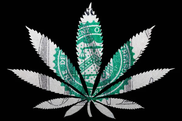 Marihuana Hoja Cannabis Con Billete Dólar Interior —  Fotos de Stock